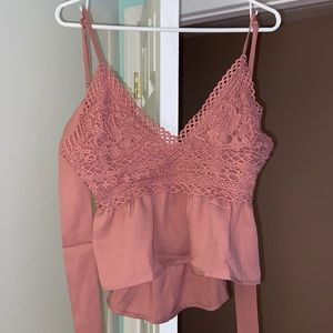 Lace tank pink
